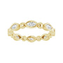 Sapphire Row Natural Diamond Marquise Beaded Band - 14K Yellow Gold, 3.5 × 1.75 mm, 7 (view 3)