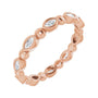 Sapphire Row Natural Diamond Marquise Beaded Band - 14K Rose Gold, 3 × 1.5 mm, 5