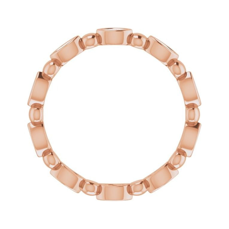 Sapphire Row Natural Diamond Marquise Beaded Band - 14K Rose Gold, 3 × 1.5 mm, 5 (view 2)
