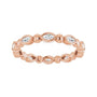 Sapphire Row Natural Diamond Marquise Beaded Band - 14K Rose Gold, 3 × 1.5 mm, 5 (view 3)