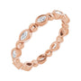 Sapphire Row Natural Diamond Marquise Beaded Band - 14K Rose Gold, 3 × 1.5 mm, 6
