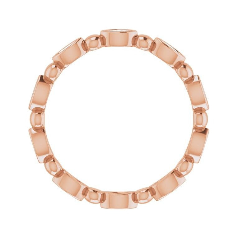 Sapphire Row Natural Diamond Marquise Beaded Band - 14K Rose Gold, 3 × 1.5 mm, 6 (view 2)