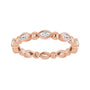 Sapphire Row Natural Diamond Marquise Beaded Band - 14K Rose Gold, 3 × 1.5 mm, 6 (view 3)