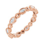 Sapphire Row Natural Diamond Marquise Beaded Band - 14K Rose Gold, 3 × 1.5 mm, 7