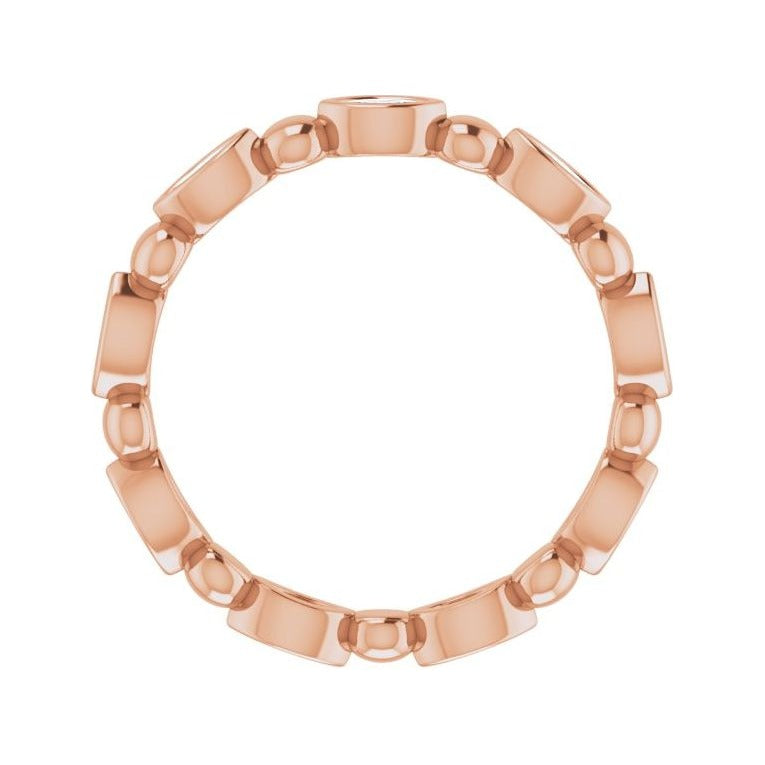 Sapphire Row Natural Diamond Marquise Beaded Band - 14K Rose Gold, 3 × 1.5 mm, 7 (view 2)