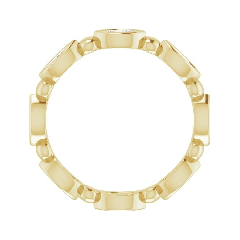 Sapphire Row Natural Diamond Marquise Beaded Band - 14K Yellow Gold, 4 × 2 mm, 5 (view 2)