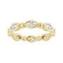 Sapphire Row Natural Diamond Marquise Beaded Band - 14K Yellow Gold, 4 × 2 mm, 5 (view 3)