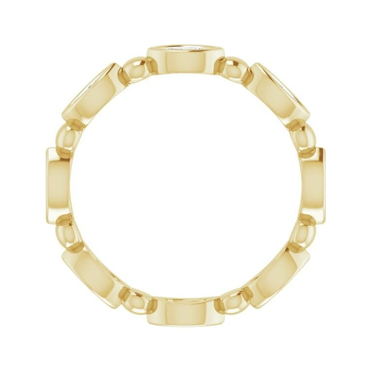 Sapphire Row Natural Diamond Marquise Beaded Band - 14K Yellow Gold, 4 × 2 mm, 6 (view 2)