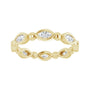 Sapphire Row Natural Diamond Marquise Beaded Band - 14K Yellow Gold, 4 × 2 mm, 6 (view 3)