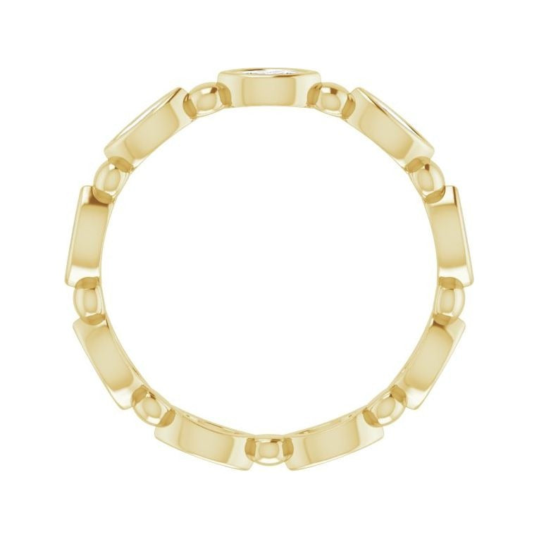 Sapphire Row Natural Diamond Marquise Beaded Band - 14K Yellow Gold, 4 × 2 mm, 7 (view 2)