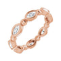 Sapphire Row Natural Diamond Marquise Beaded Band - 14K Rose Gold, 4 × 2 mm, 5