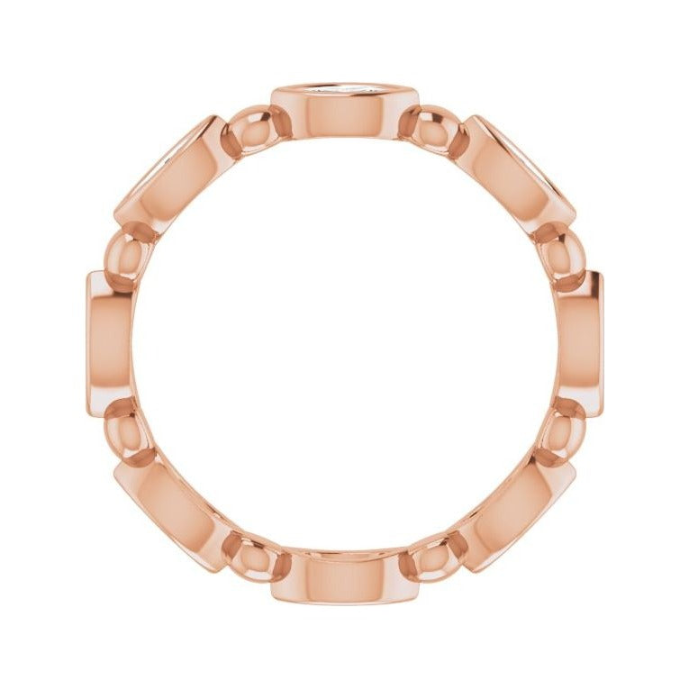 Sapphire Row Natural Diamond Marquise Beaded Band - 14K Rose Gold, 4 × 2 mm, 5 (view 2)