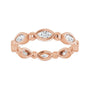 Sapphire Row Natural Diamond Marquise Beaded Band - 14K Rose Gold, 4 × 2 mm, 5 (view 3)