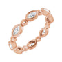 Sapphire Row Natural Diamond Marquise Beaded Band - 14K Rose Gold, 4 × 2 mm, 6