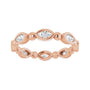 Sapphire Row Natural Diamond Marquise Beaded Band - 14K Rose Gold, 4 × 2 mm, 6 (view 3)