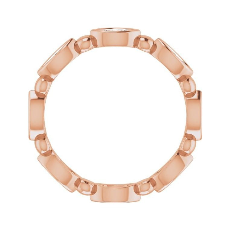 Sapphire Row Natural Diamond Marquise Beaded Band - 14K Rose Gold, 4 × 2 mm, 7 (view 2)