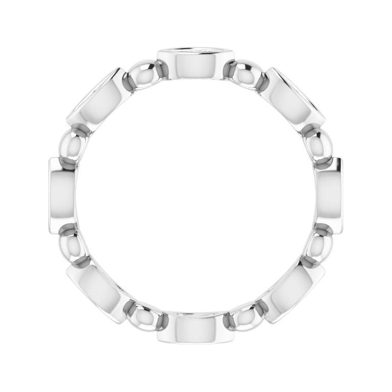 Sapphire Row Natural Diamond Marquise Beaded Band - Platinum, 3.5 × 1.75 mm, 7 (view 2)