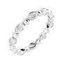 Sapphire Row Natural Diamond Marquise Beaded Band - 14K White Gold, 3 × 1.5 mm, 5