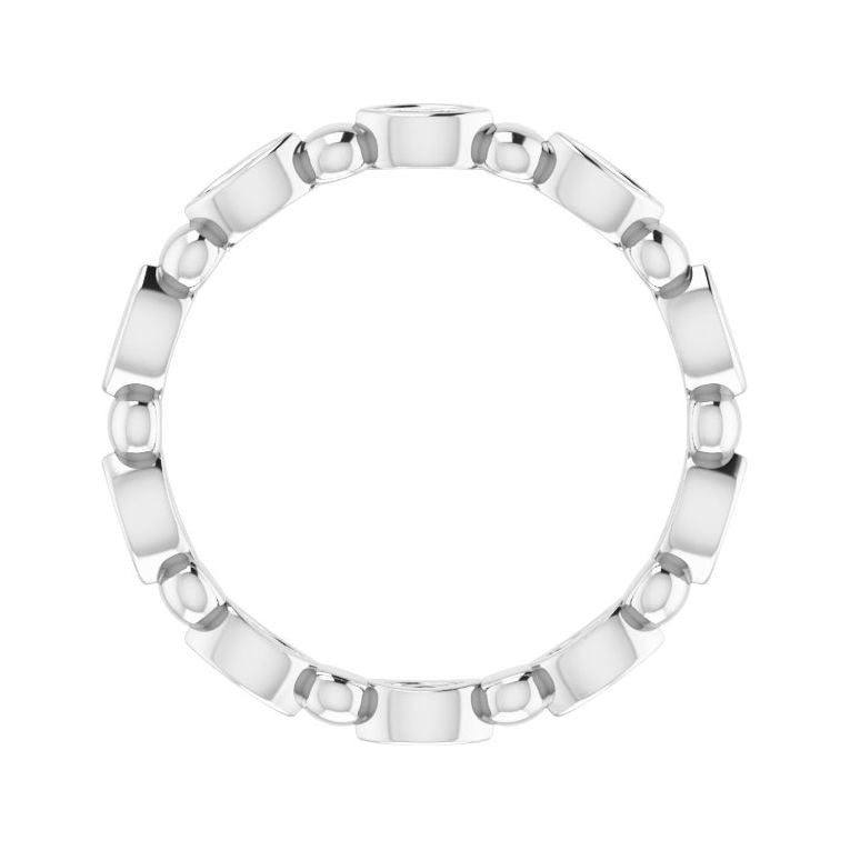 Sapphire Row Natural Diamond Marquise Beaded Band - 14K White Gold, 3 × 1.5 mm, 5 (view 2)