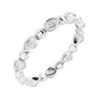 Sapphire Row Natural Diamond Marquise Beaded Band - 14K White Gold, 3 × 1.5 mm, 6