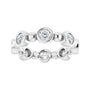 Sapphire Row Natural Diamond Round Beaded Band - 14K White Gold, 3 mm, 5 (view 3)