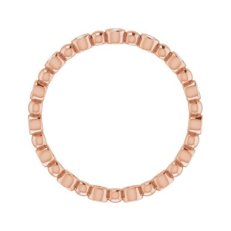 Sapphire Row Natural Diamond Round Beaded Band - 14K Rose Gold, 1.5 mm, 7 (view 2)