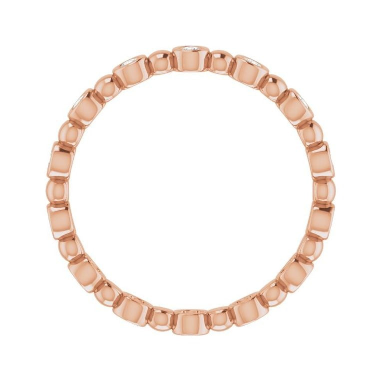 Sapphire Row Natural Diamond Round Beaded Band - 14K Rose Gold, 1.7 mm, 5 (view 2)