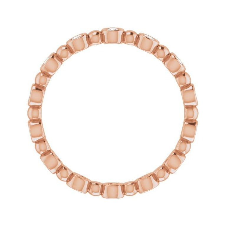 Sapphire Row Natural Diamond Round Beaded Band - 14K Rose Gold, 1.7 mm, 7 (view 2)