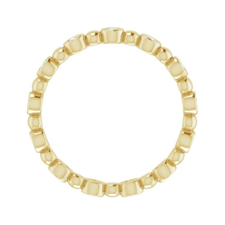 Sapphire Row Natural Diamond Round Beaded Band - 14K Yellow Gold, 1.7 mm (view 2)