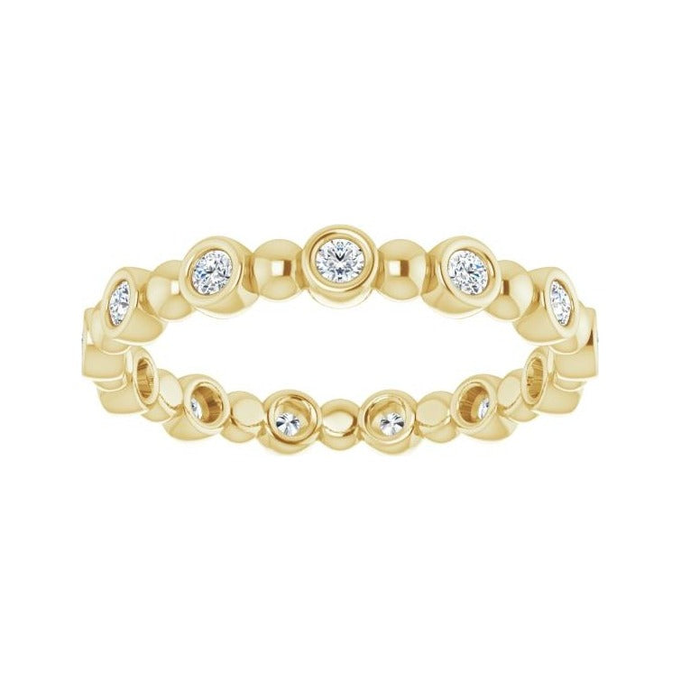 Sapphire Row Natural Diamond Round Beaded Band - 14K Yellow Gold, 1.7 mm (view 3)