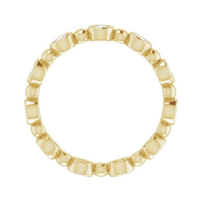 Sapphire Row Natural Diamond Round Beaded Band - 14K Yellow Gold, 2.5 mm (view 2)