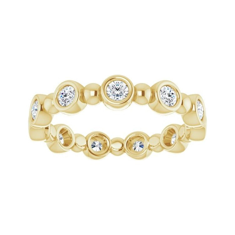 Sapphire Row Natural Diamond Round Beaded Band - 14K Yellow Gold, 2.5 mm (view 3)
