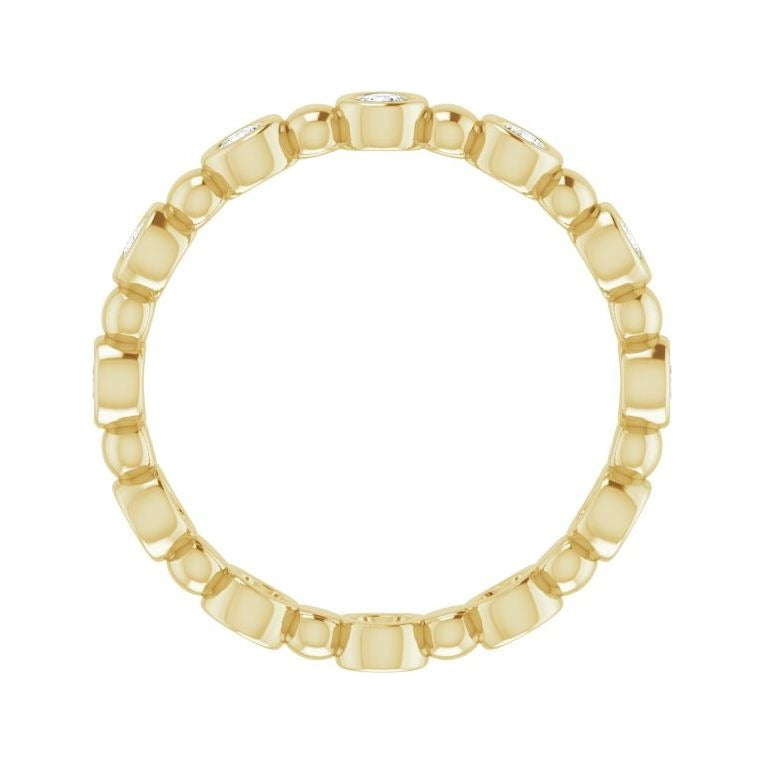 Sapphire Row Natural Diamond Round Beaded Band - 14K Yellow Gold, 2 mm, 5 (view 2)