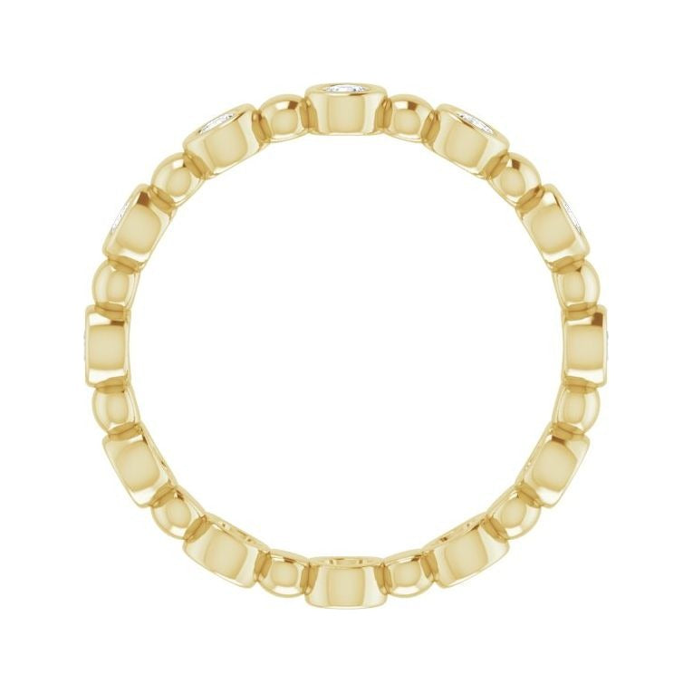 Sapphire Row Natural Diamond Round Beaded Band - 14K Yellow Gold, 2 mm, 6 (view 2)
