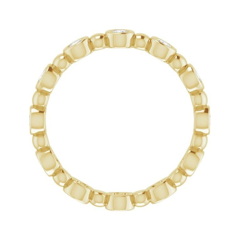Sapphire Row Natural Diamond Round Beaded Band - 14K Yellow Gold, 2 mm, 7 (view 2)