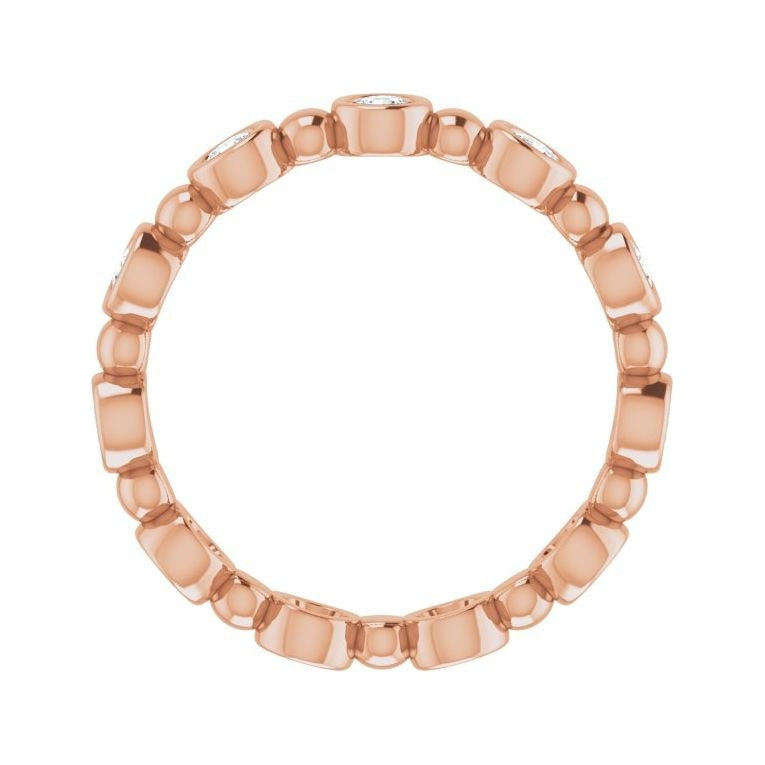Sapphire Row Natural Diamond Round Beaded Band - 14K Rose Gold, 2.5 mm (view 2)