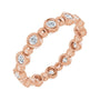 Sapphire Row Natural Diamond Round Beaded Band - 14K Rose Gold, 2 mm, 6