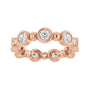 Sapphire Row Natural Diamond Round Beaded Band - 14K Rose Gold, 3 mm, 5 (view 3)