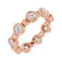 Sapphire Row Natural Diamond Round Beaded Band - 14K Rose Gold, 3 mm, 6