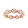Sapphire Row Natural Diamond Round Beaded Band - 14K Rose Gold, 3 mm, 6 (view 3)