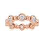 Sapphire Row Natural Diamond Round Beaded Band - 14K Rose Gold, 3 mm, 7 (view 3)