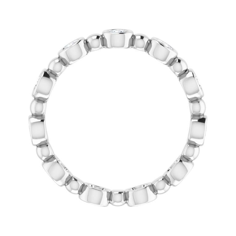 Sapphire Row Natural Diamond Round Beaded Band - Platinum, 2.5 mm (view 2)