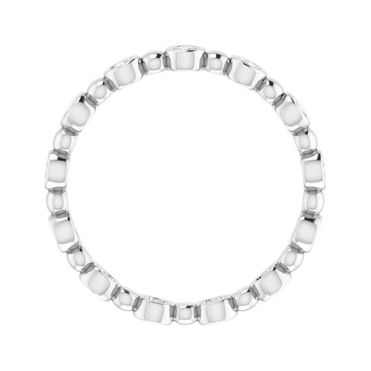 Sapphire Row Natural Diamond Round Beaded Band - Platinum, 2 mm, 5 (view 2)