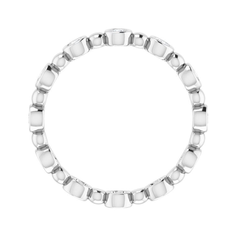 Sapphire Row Natural Diamond Round Beaded Band - Platinum, 2 mm, 6 (view 2)