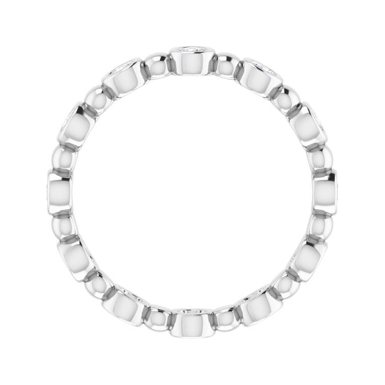 Sapphire Row Natural Diamond Round Beaded Band - Platinum, 2 mm, 7 (view 2)