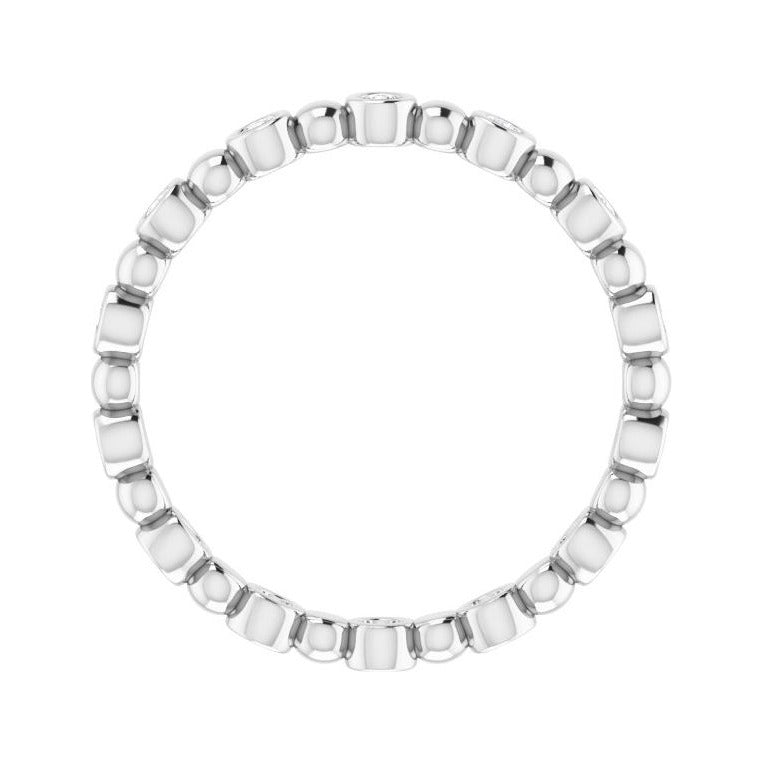 Sapphire Row Natural Diamond Round Beaded Band - Platinum, 1.5 mm, 6 (view 2)
