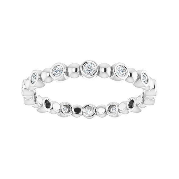 Sapphire Row Natural Diamond Round Beaded Band - Platinum, 1.5 mm, 6 (view 3)