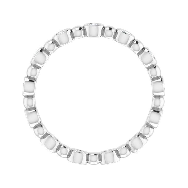 Sapphire Row Natural Diamond Round Beaded Band - Platinum, 1.7 mm, 5 (view 2)