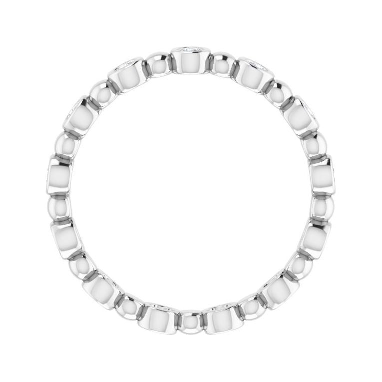 Sapphire Row Natural Diamond Round Beaded Band - Platinum, 1.7 mm, 6 (view 2)