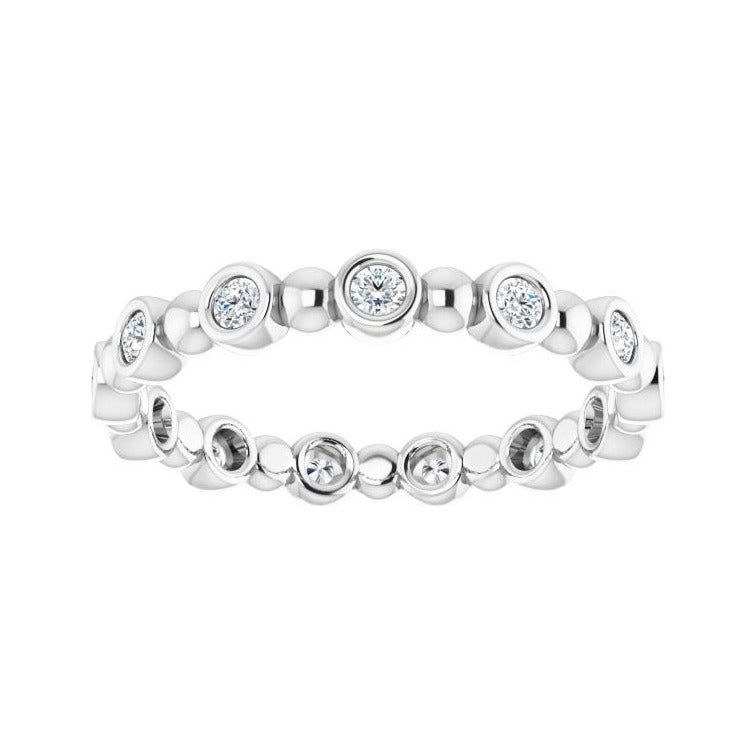 Sapphire Row Natural Diamond Round Beaded Band - Platinum, 1.7 mm, 6 (view 3)